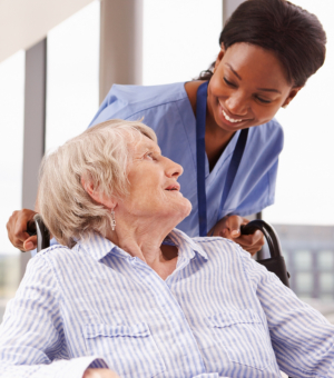 caregiver taking care of a senior